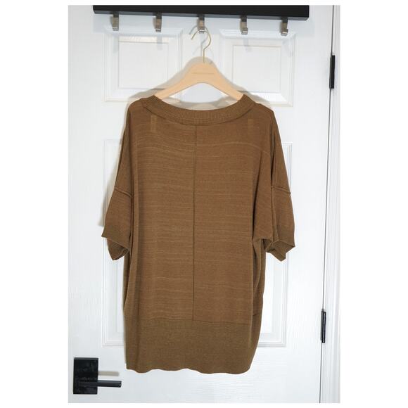 Free People - NWT "WFH" Oversized Short Sleeve Sweater Top in Brown / Size XS - Picture 3 of 8